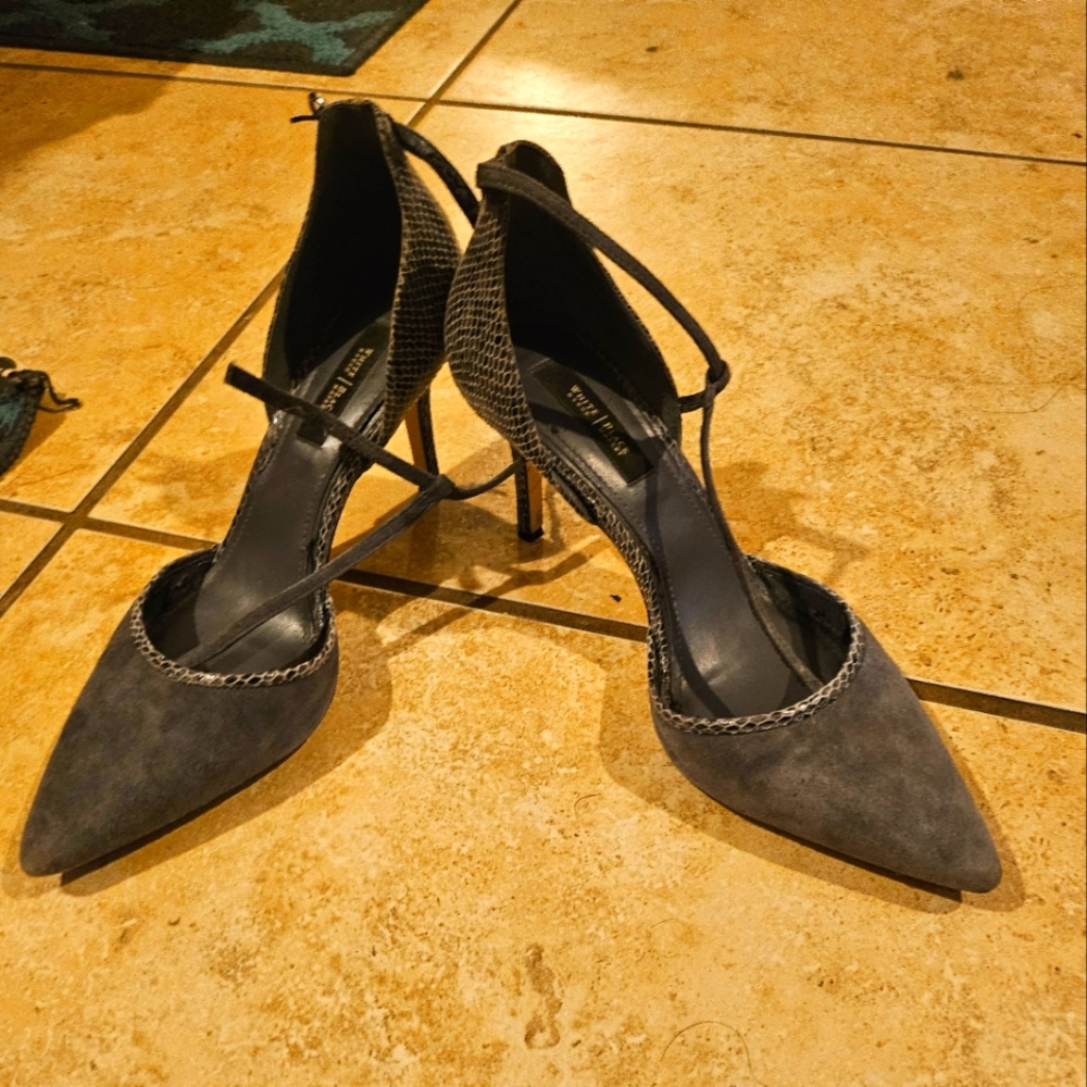 White House and Black Market Snake print short heels